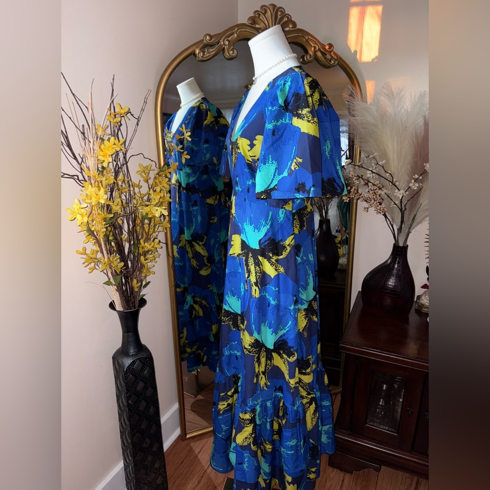 Christopher John Rogers Floral print tiered maxi dress Puff Sleeve Size 6 NWOT - Picture 4 of 16